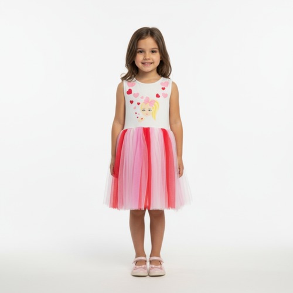 JoJo Siwa Tutu Dress Kids XS 4/5 White Pink Good Heart Graphic Tulle Skirt